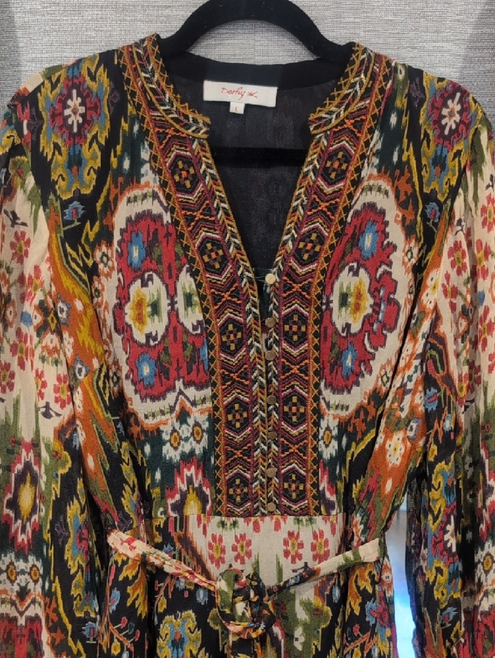 Boho Floral Long Sleeve Maxi Dress - Multicolor- Derhy
